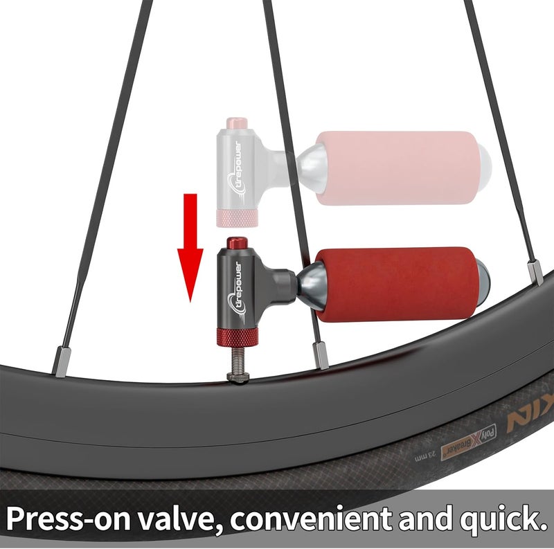 Ctrepower CO2 Bike Tire Inflator - Push-Button Presta & Schrader Compatible CO2 Bike Pump or 12X 16g Threaded CO2 Cartridges for Road Bikes, MTB, Hybrid Bikes - Image 2